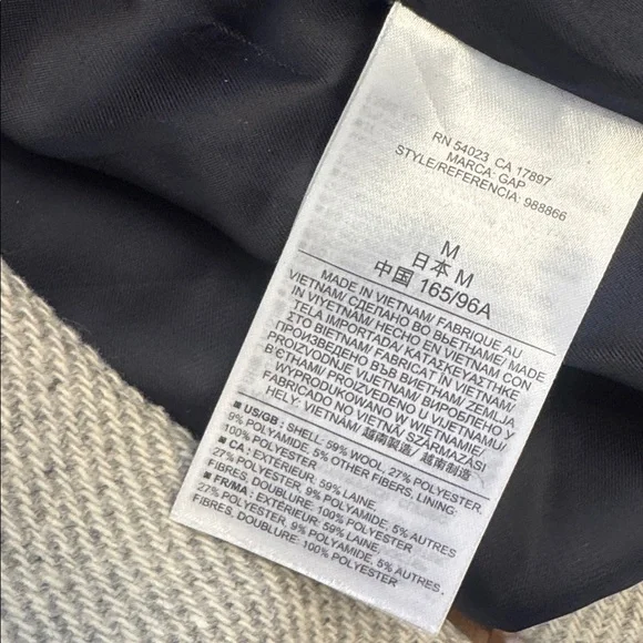 GAP NEW Drop Shoulder Gray and White Wool Blend Coat M - Picture 10 of 11